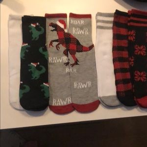 Kids Dinosaur Christmas Socks - 6 pack